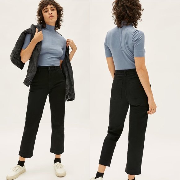 Everlane Denim - Everlane The Straight Leg Cropped Jean in Black 4
